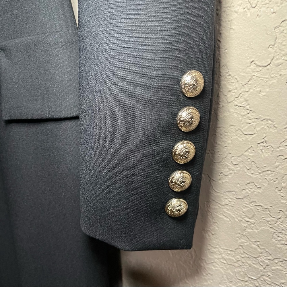 BALMAIN | NWT! Satin-trimmed button-embellished wool-blend cady jumpsuit sz: 34 - Picture 5 of 15